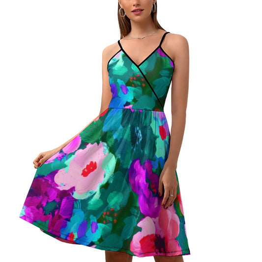 Flower palate, elegant strap dress