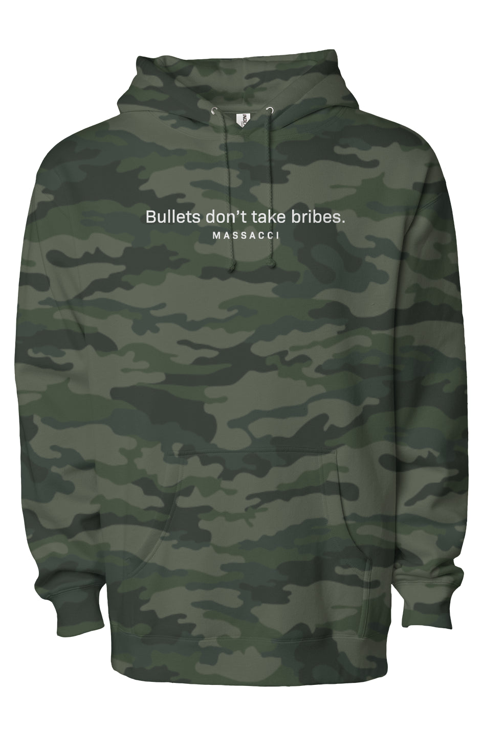 Bullets don't take bribes, heavyweight pullover hoodie