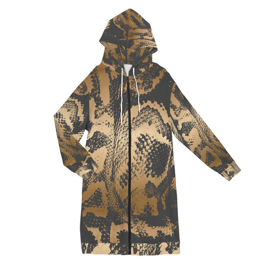 Gold Boa, zip up long hoodie