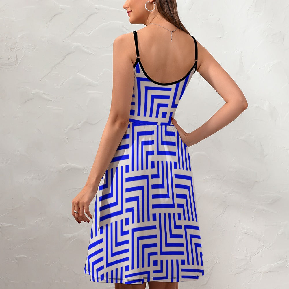 Blue maze, elegant strap dress