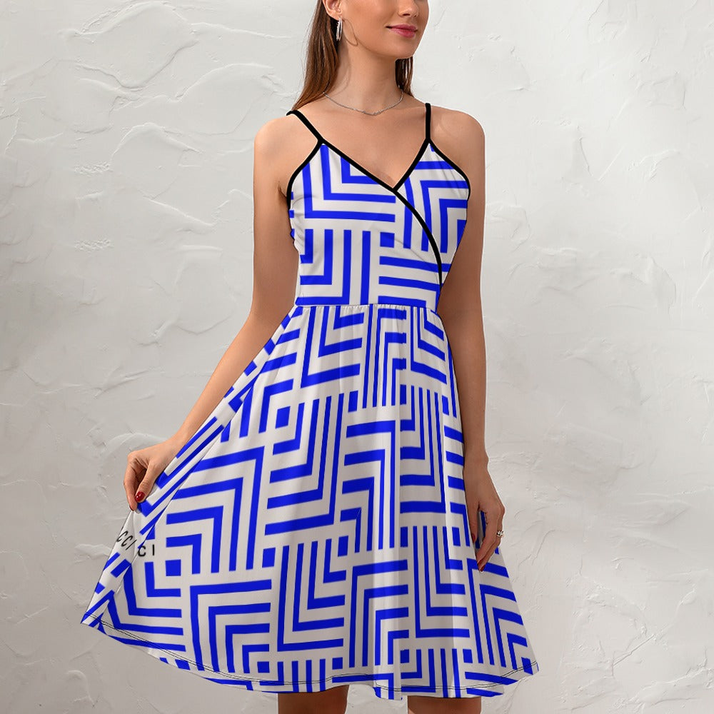 Blue maze, elegant strap dress