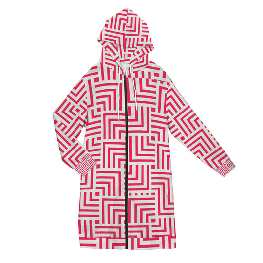 Red Maze, zip up long hoodie