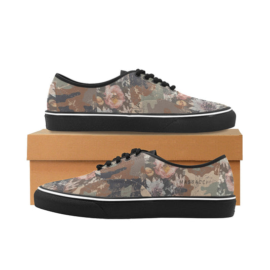 Camo Flowers, Men's Classic Canvas Low Top Sneakers