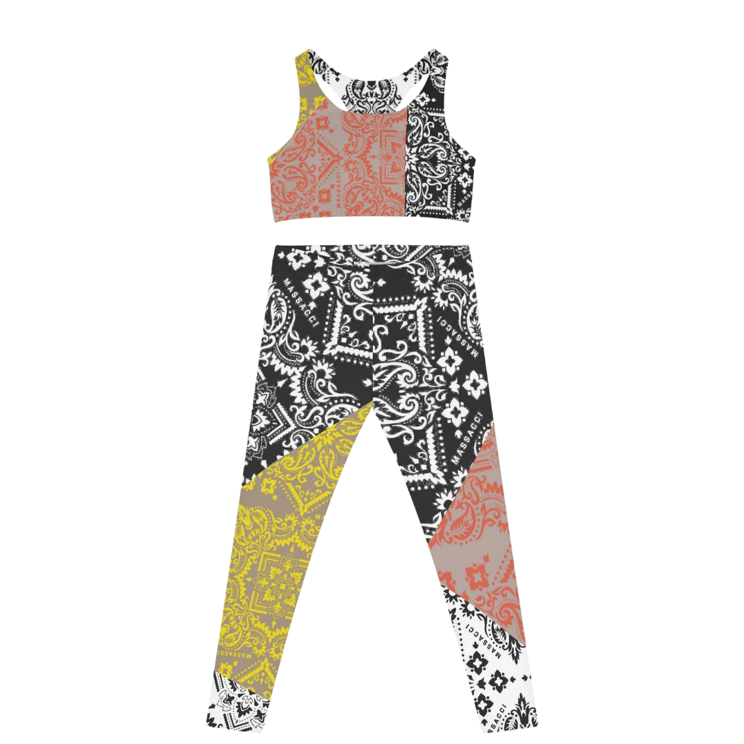 Patchwork, Leggings and Sports Bra Full Set