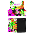 Load image into Gallery viewer, Neon Flowers, Shorts and Sports Bra Full Set
