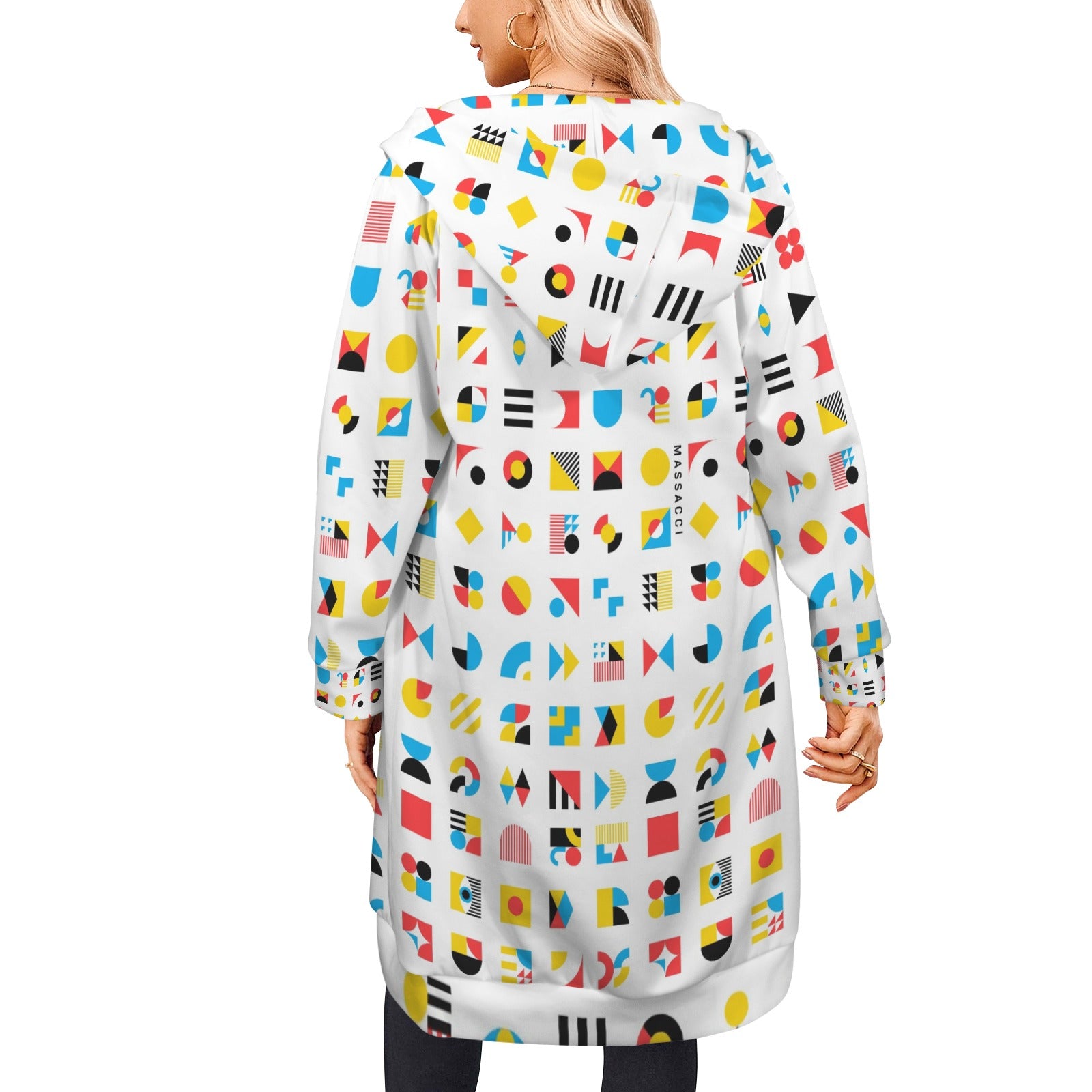 Shapes and colors, zip up long hoodie