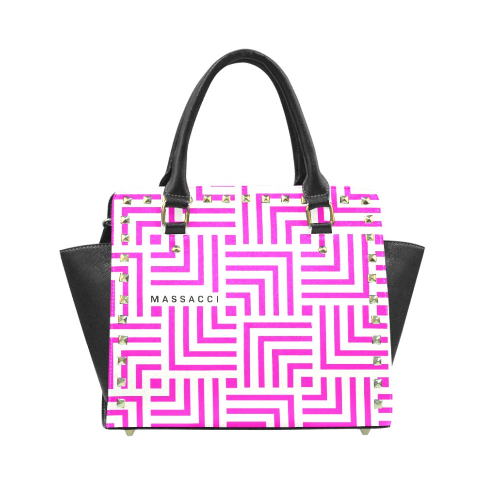 Pink Maze, Rivet Shoulder Handbag