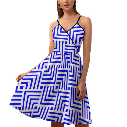 Blue maze, elegant strap dress