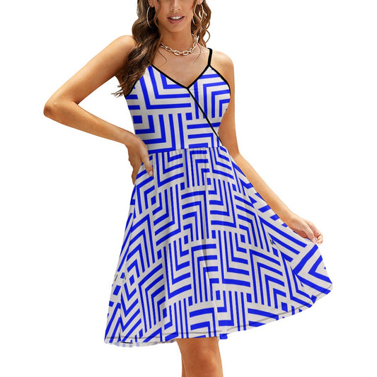 Blue maze, elegant strap dress