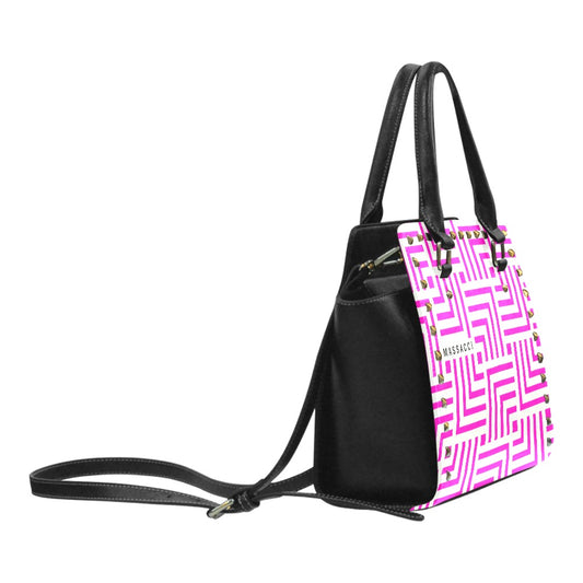 Pink Maze, Rivet Shoulder Handbag