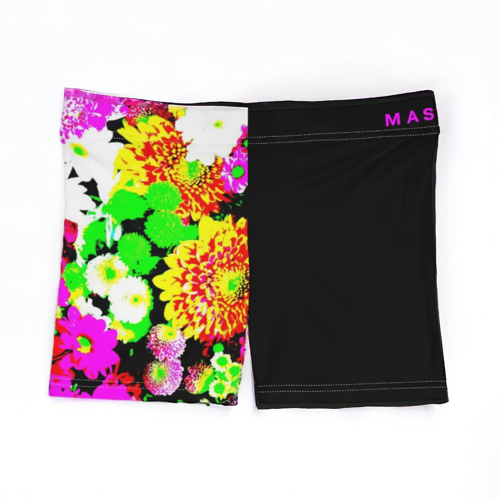 Neon Flowers, Shorts and Sports Bra Full Set