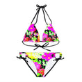 Load image into Gallery viewer, Neon Flowers, Strap Bikini Set

