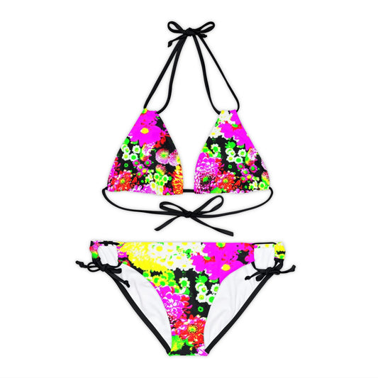 Neon Flowers, Strap Bikini Set