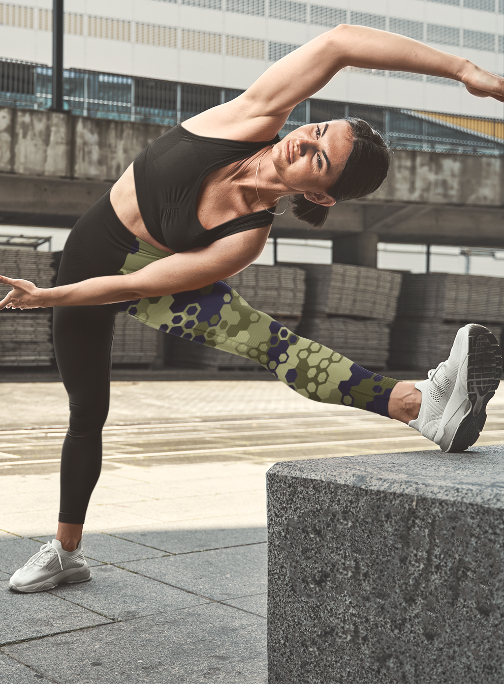 Geometric Camo, Leggings and Sports Bra Full Set