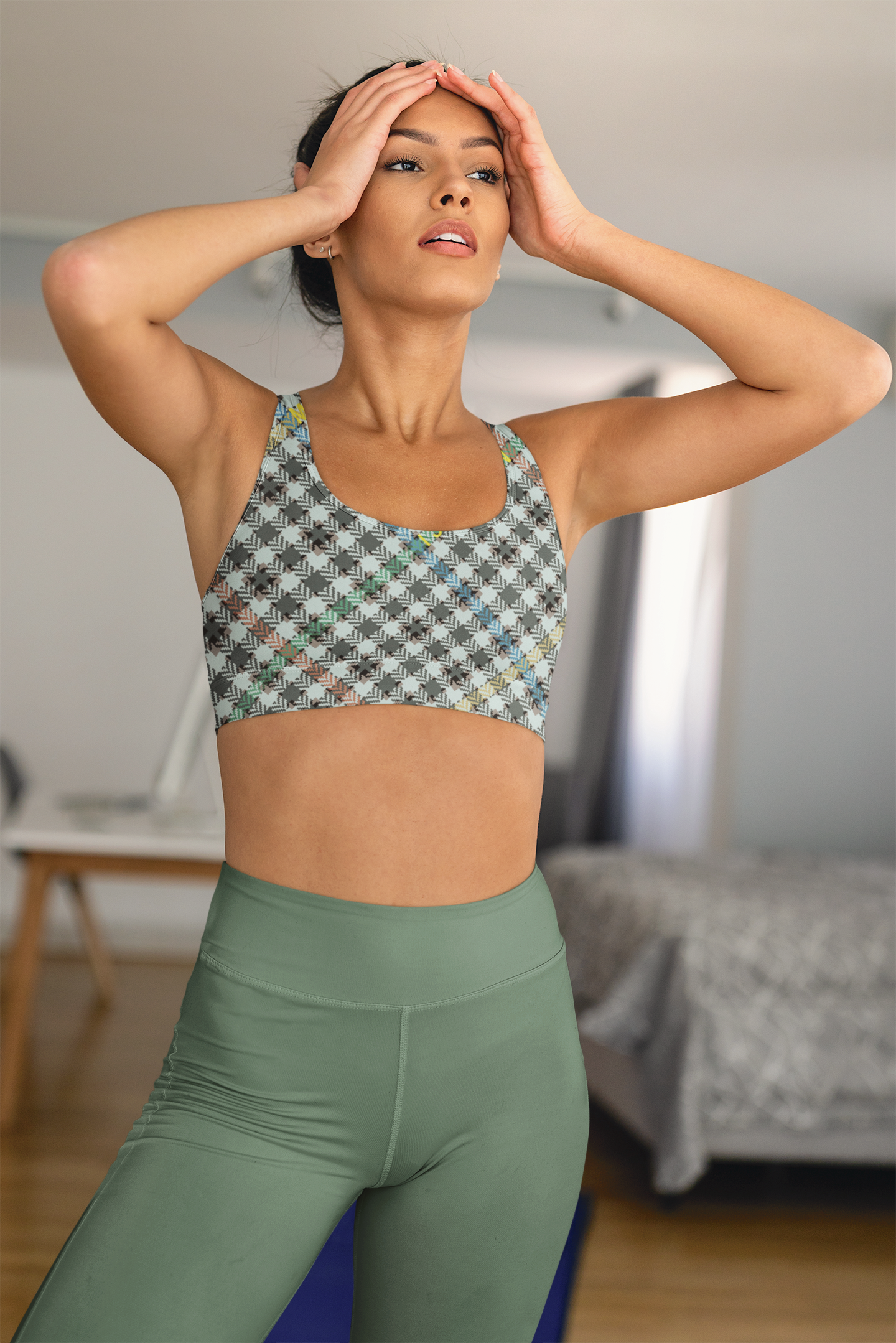 Hounds Plaid, Shorts and Sports Bra Full Set