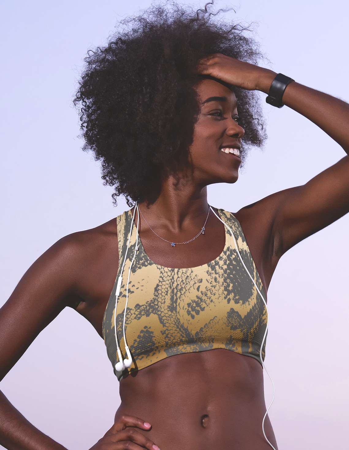 Gold Boa, Leggings and Sports Bra Full Set